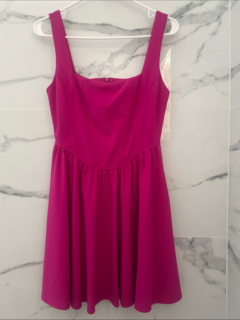 Bright Pink Sleeveless Fit-and-Flare Dress